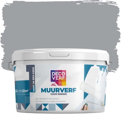 Decoverf muurverf mat warmgrijs, 2.5L