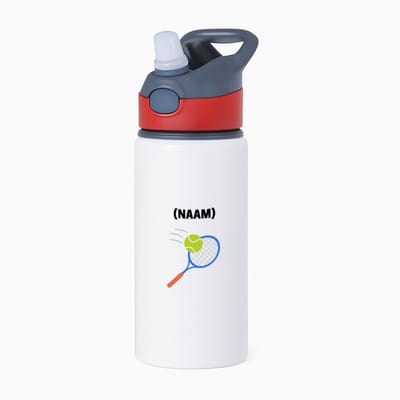 Hacebo® - Tennis met eigen naam waterfles met rietje rood - Tennis - Tennisser - Sport - water fles - 650ML