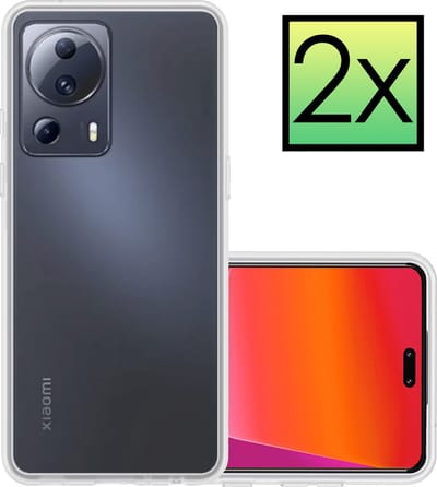 Hoesje - 2 Stuks - Geschikt voor Xiaomi 13 Lite - Sterk & Shockproof - Case Siliconen - Back Cover - Telefoon Hoes - Transparant