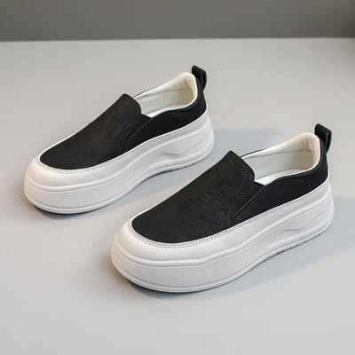 Rd1901 Nouvelles Chaussures Blanches pour Femmes Printemps et Été Rehausser Chaussures à Semelle Plate Polyvalentes Simple Couche Résistantes à l'Usure Décontractées 37 black
