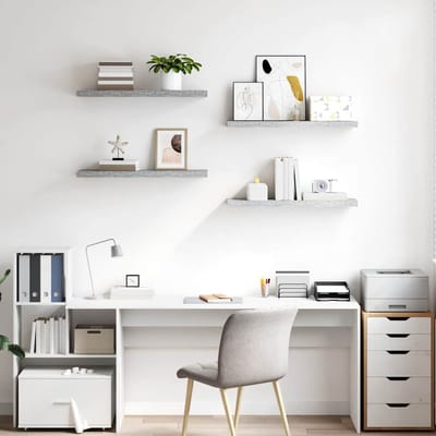 vidaXL - Wandschappen - zwevend - 4 - st - 80x23,5x3,8 - cm - MDF - betongrijs