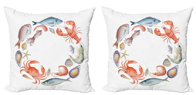 ABAKUHAUS Hummer-kussenhoes – Set van 2x50x50 cm – Multicolor – Dubbelzijdig