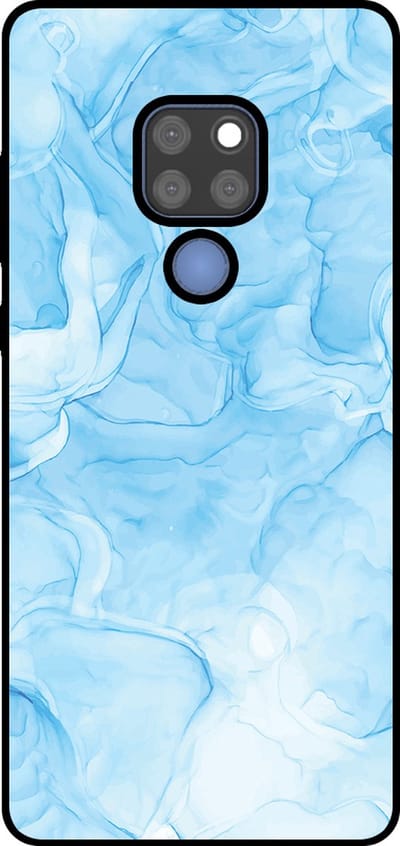 Smartphonica Telefoonhoesje Geschikt voor Huawei Mate 20 met marmer opdruk - TPU backcover case marble design - Lichtblauw geschikt voor Huawei Mate 20