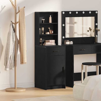 vidaXL - Highboard - Zwart - Eiken - 41 - x - 40 - x - 135 - cm - Bewerkt - hout