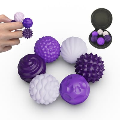 6 stuks magnetische siliconen stressballen - Met textuur voor stressverlichting en angstvermindering - Sensorisch stressverlichtingsspeelgoed - Leuke stressballen voor tieners - 8,5*8,5*3,8 cm - om stress en angst te verlichten - Paars, zwart