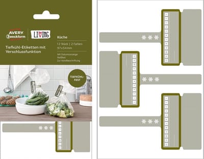 LIVING 12x vriezeretiketten met sluiting