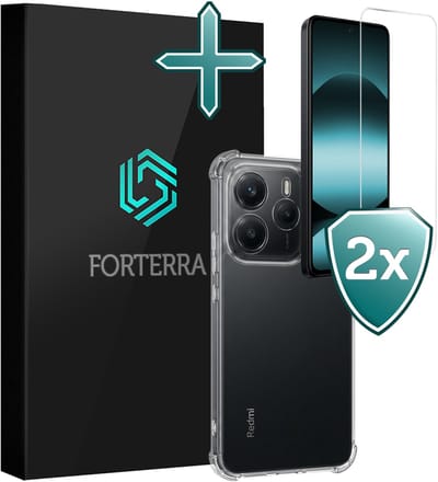 Hoesje Met Screenprotector - 2 stuks - Geschikt voor Xiaomi Redmi Note 14 5G - Sterk & Shockproof - Back Cover - Siliconen Case - Telefoon Hoes - Shock Proof - Transparant