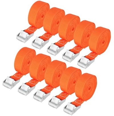 Spanbanden set van 10, 25mm x 4m, met clips voor fietsen en motoren, draagvermogen tot 250kg, oranje