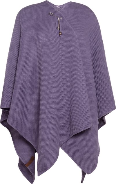 Knit Factory Jazz Gebreid Omslagvest - Dames Poncho - Wikkelvest - Gebreide paarse poncho - Gebreide mantel - Winter poncho - Dames cape - One Size - Violet