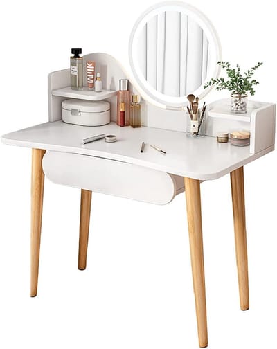 Kaptafel met spiegel - Make-up tafel - Schoonheidsverzorging - Verstelbare LED helderheid - 80x40 cm - Wit