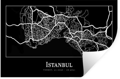 Muurstickers - Sticker Folie - Stadskaart - Istanbul - Plattegrond - Kaart - 30x20 cm - Plakfolie - Muurstickers Kinderkamer - Zelfklevend Behang - Zelfklevend behangpapier - Stickerfolie