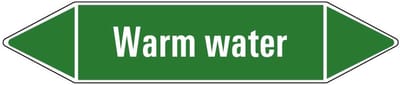 Warm water leidingmarkering op vel 179 x 37 mm - 5 per vel