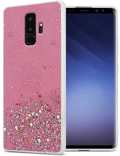 Cadorabo Hoesje geschikt voor Samsung Galaxy S9 PLUS in Roze met Glitter - Beschermhoes van flexibel TPU silicone met fonkelende glitters Case Cover Etui