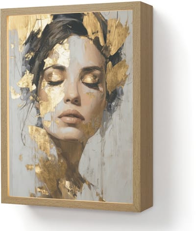 Wandlamp 30x40 cm - Oplaadbaar - Sierlijk - Vrouw - Goud - Ogen - Wandlampen binnen woonkamer - Slaapkamer lamp - Decoratieve nachtlamp - Vloerlamp draadloos