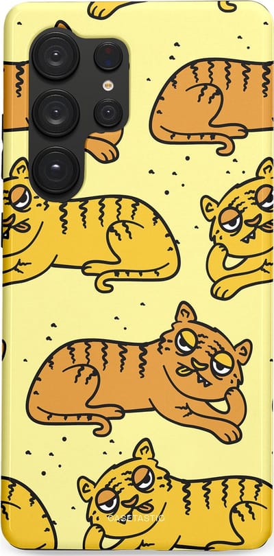 Casetastic hoesje geschikt voor Samsung Galaxy S25 Ultra - Dubbellaagse bescherming - Tijger dromen - Fashion Case - Crème Goud Olijfgroen