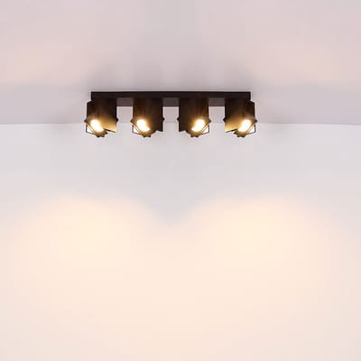 Plafondlamp Plafondspot zwart Plafondspots 4 vlammen Woonkamerlamp met verstelbare spots, metaal, 4x GU10 fitting, LxBxH 61,2x8,4x15,7 cm