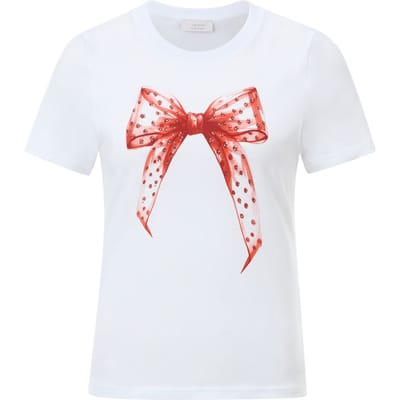 Rich & Royal Slim Fit T-shirt Bow Organic White Size: XS | T-Shirts Outlet | Dames | Wit
