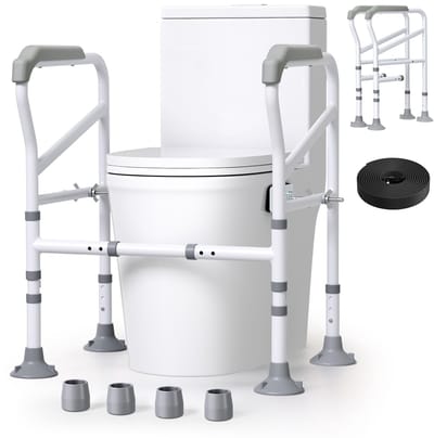 Dailygoods- Toiletframe verstelbaar 68,5-73,5 cm - Toiletsteun zonder boren - Stabiele ondersteuning tot 150 kg - Geschikt voor senioren - Hoogwaardig koolstofstaal - Roestbestendig en duurzaam