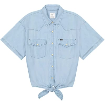 Lee Western Cropped Overhemd Met Korte Mouwen Blauw M Vrouw