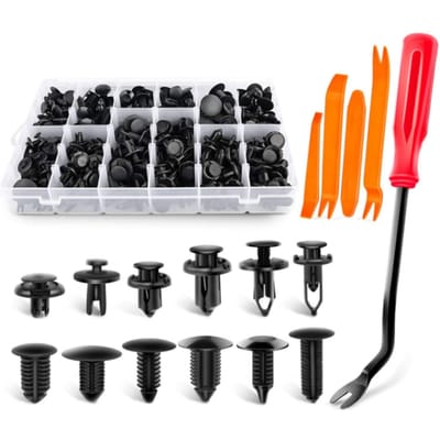 Lot de 240 clips de retenue pour pare-chocs, rivets en plastique, fixations pour voiture, kit de retenue à pression pour garniture de portière de voiture 240Pcs black