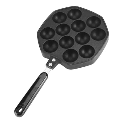 Dailygoods- Takoyaki Pan 12 Gaten - Antiaanbaklaag - Ruimtebesparend Design - Hittebestendige Handgreep - Duurzaam Aluminium - Keuken Organizer - Grillpan