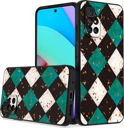 LuxeBass Siliconen hoesje met print geschikt voor Xiaomi Redmi 10 - Marmer Green - telefoonhoes - gsm hoes - telefoonhoesje