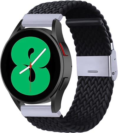 By Qubix - Geschikt voor Garmin bandje - Geschikt voor Garmin Venu / Sq / Sq2 / 2 plus - Braided nylon bandje - Zwart - Smartwatch bandje 20mm