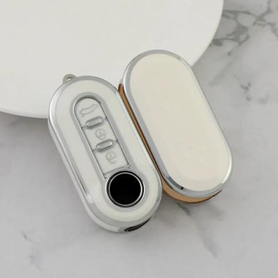 Automatisch Klapbare Sleutelhoes Shell Fob Voor Fiat Ducato 500 500L Panda Grande Punto Lancia Musa 3 Knoppen Tpu Auto Sleutelhoes Case white