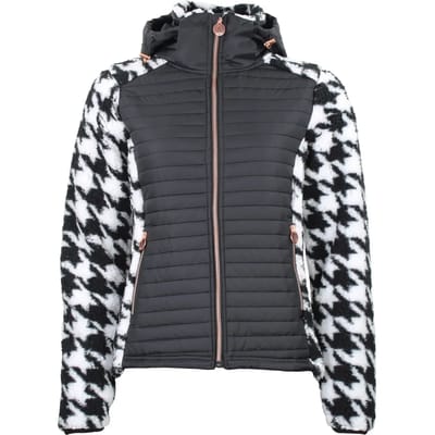 Tweed hoodie met rits, met badge op de borst, vrouwen Peak Mountain