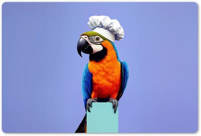 Placemats 45x30 cm - Placemat kunststof - 1 stuk - Papegaai - Koksmuts - Vogel - Leuk - Borden onderleggers - Decoratie voor op tafel - Keuken tafeldecoratie accessoires - Vinyl onderlegger - Tafelversiering