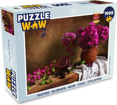Puzzel Rustiek - Bloemen - Roze - Vaas - Stilleven - Legpuzzel - Puzzel 1000 stukjes volwassenen