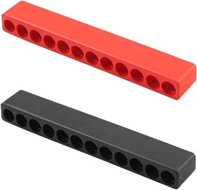 Set van 2 Lege Plastic Opbergdozen voor Schroevendraaiers met 12 Boorgaten en Hex Shank Bit Houder in Zwart en Rood