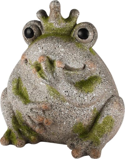 Dekoratief | Kikker m/kroon, grijs/groen, magnesium, 28x21x32cm | A250274