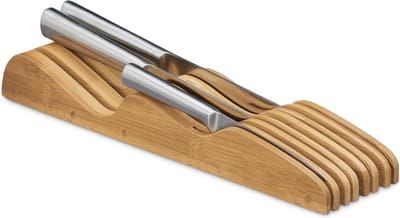 messenblok lade - zonder messen - liggend - bamboe - voor 7 messen - 5 x 9,5 x 40 cm
