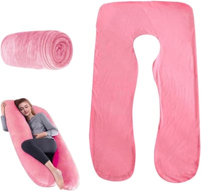 Vervangende U-Vormige Kussensloop Voor Zwangerschapskussen 140x80 Cm Wasbare Hoes Machinewasbaar Roze Volledige Kussenhoezen Voor Comfortabel Slapen