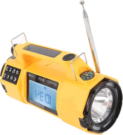 Noodradio - Weerradio Ontvanger - Noodsituaties Voorbereiding - Hand Crank Solar Opladen - 19.99 x 11.99 x 8.99 cm - Zwart