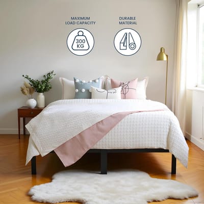 Modern en Stijlvol Metaalbed 140x200 - 140x200 cm - Zwart - 140x200 cm – Zwart Tweepersoonsbed - Medahomestore