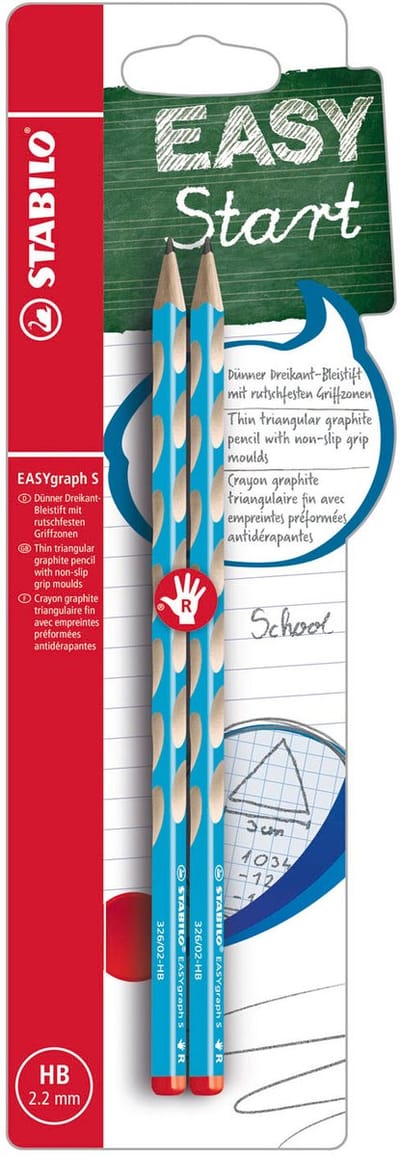 STABILO EASYgraph S - Ergonomische Grafietpotlood - Rechtshandig - HB Hardheid - Lichtblauw - 2 Stuks