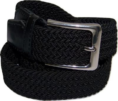Zwart - Elastische Comfort Riem - maat85 cm - Gevlochten - 100% Elastisch - Nikkelvrije Gesp