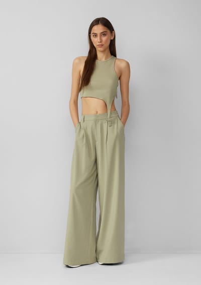Vloeiende ribgebreide broek collectie Vanessa Mai vrouw QS