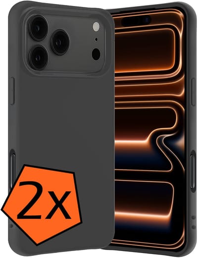 Hoes - 2 Stuks - Geschikt voor iPhone 17 Pro / 18 Pro - Sterk & Shockproof - Case Siliconen - Back Cover - Telefoon Hoes - Zwart