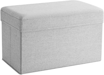Opvouwbare Opbergbank - Voetenbank Poef - Extra Zitplaats - Met Afneembaar Deksel - 50x30x30cm - Grijs