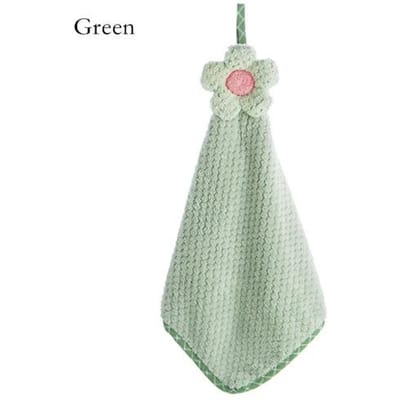 3 Seconden Sneldrogende Handdoek voor Keuken Koraalvlies Verdikt Absorberende Afwasdoek Zonnebloemen Type Geruit Patroon groen