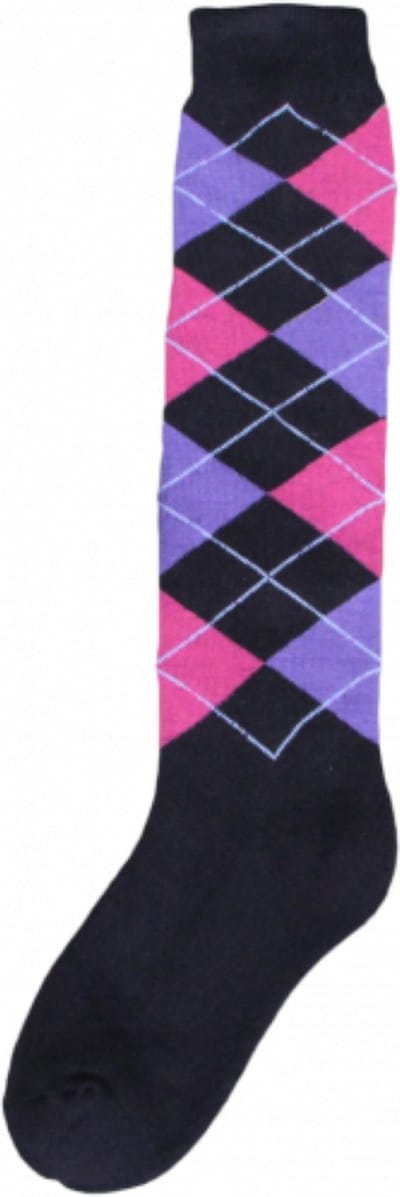 Excellent Kniekous - Speciaal gemaakt voor de ruiter - Sterk, elastisch en comfortabel - Extra binnenbekleding voor tenen, hiel en bal - Zwart/Paars/Roze geblokt - Maat 43-46