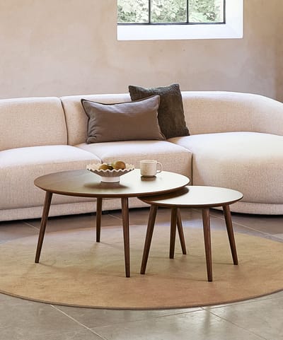 Salontafel Rond Donkerbruin - Eikenhout - Set van 2 - House Nordic