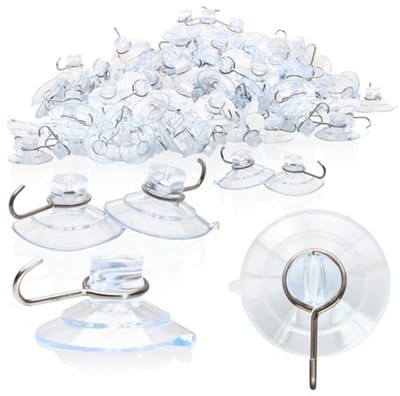 SnelShoppen - 72x Multifunctionele Zuignaphouder met Metalen Haak en Gleuf voor Kerstverlichting, Decoraties, Handdoeken - Geschikt voor Tegels, Ramen