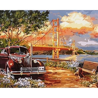 Diy Diamond Schilderen Volledige Boor Home Decor Schilderen Kruissteek Borduren Auto's en Bruggen Foto 20X30CM
