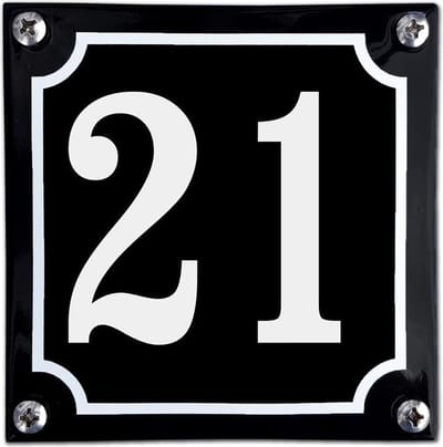 Zwart emaille huisnummer  - 21