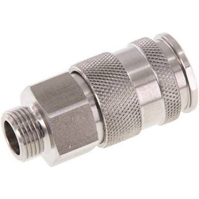 RVS DN 10 Luchtkoppeling Snelkoppeling G 3/8 inch Buitendraad - CLS10-M-S-P-038