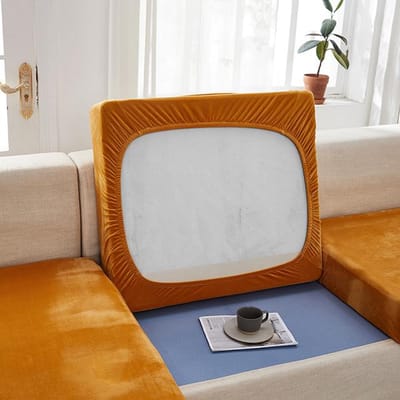 Airldianer Fluwelen Effen Kleur Bank Kussenhoezen Voor Woonkamer Elastische Bank Funiture Protector Couch Cover Strenth Kussenovertrekken Plus Size1(S)-1pc
